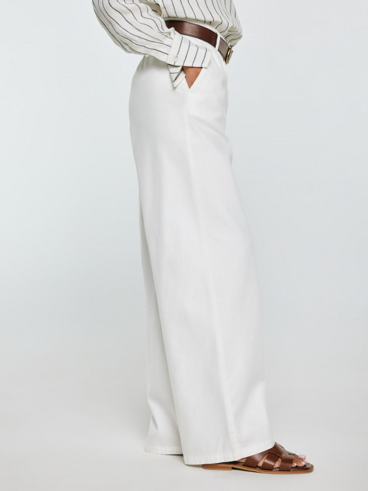 Biele široké dámske nohavice MALUSI 100